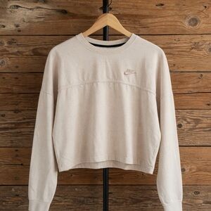 Nike Beige Cropped Crewneck Sweatshirt